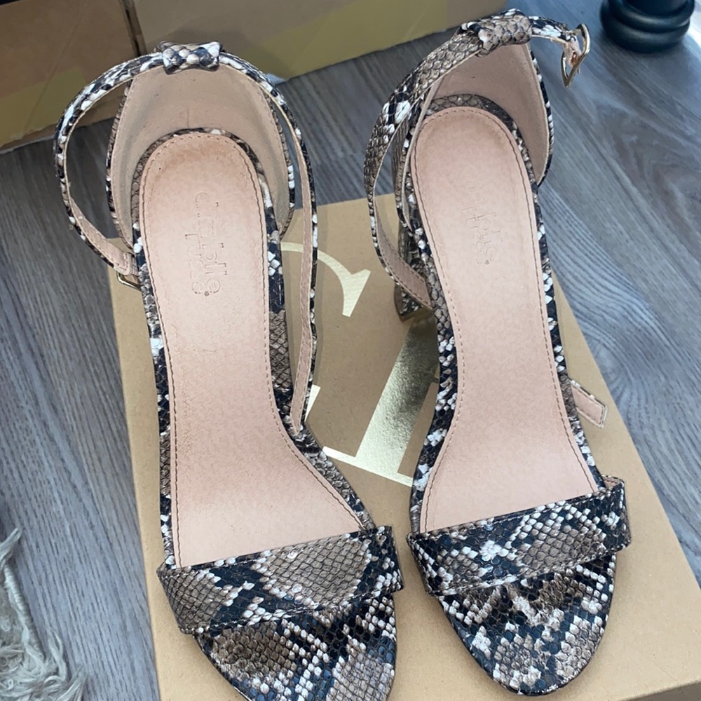 Charlotte Ruse Snake Print Block Heels